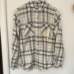 Universal Thread White & Black Plaid Flannel Shirt